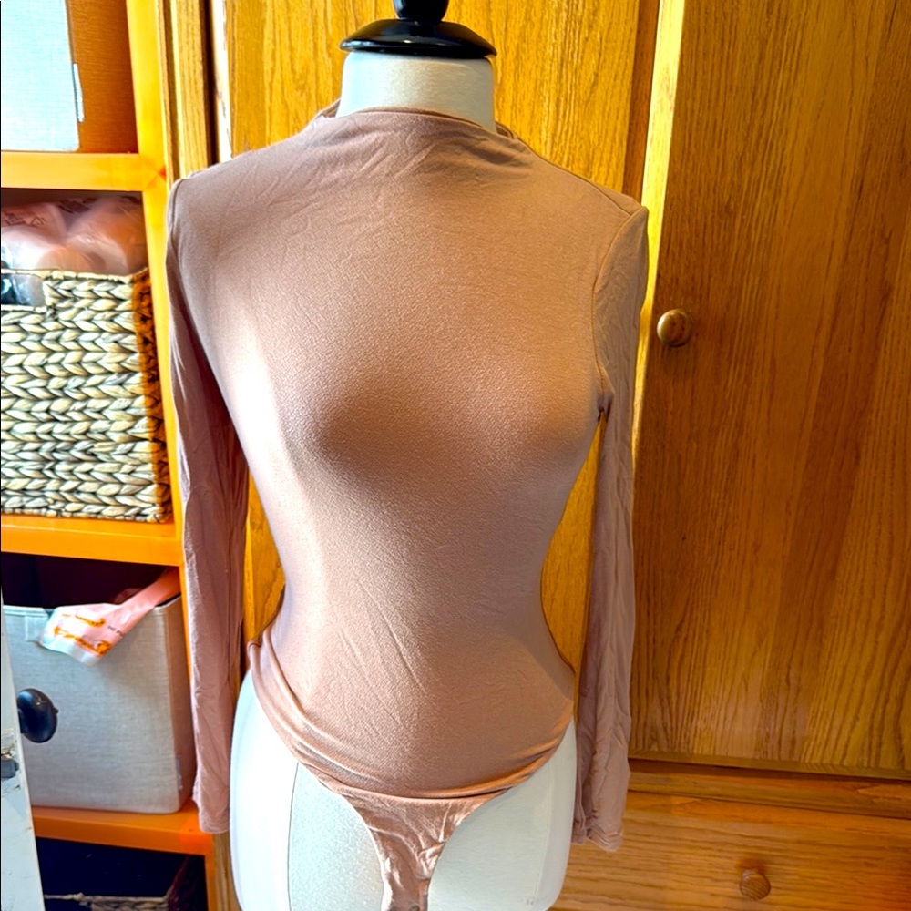 NWT NAKED WARDROBE Nude Long Sleeve Women's bodysuit
